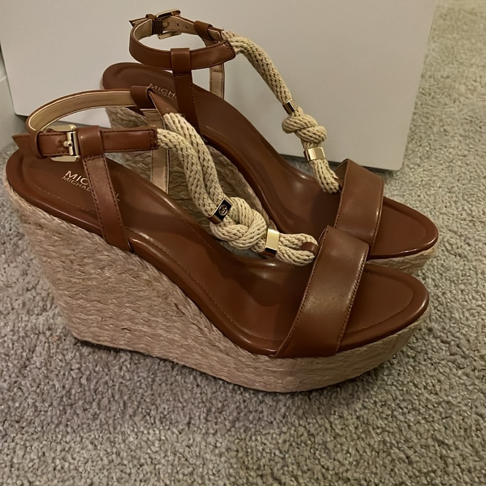 (New) Michael Kors - Braided & Brown Leather Wedge